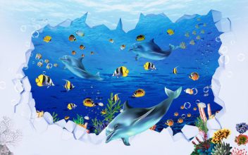 کاغذ دیواری سه بعدی دنیای زیر آب